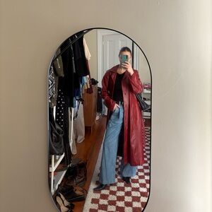 Vintage Genuine Leather Burgundy Trench Coat